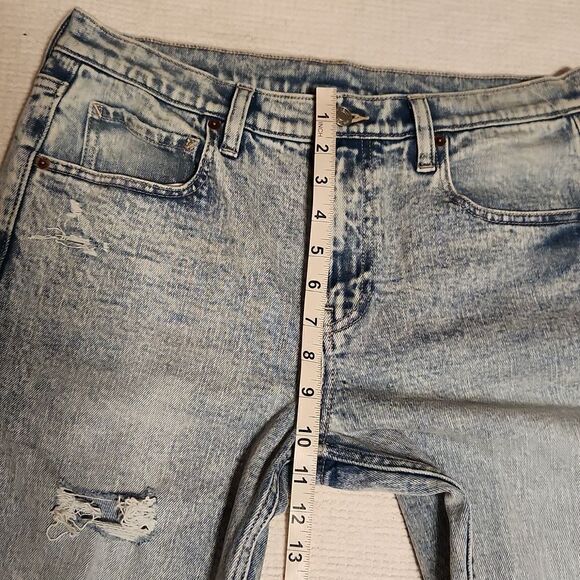 Gap light wash/acid wash distressed high-rise boho straight leg ankle  jeans - Picture 8 of 11